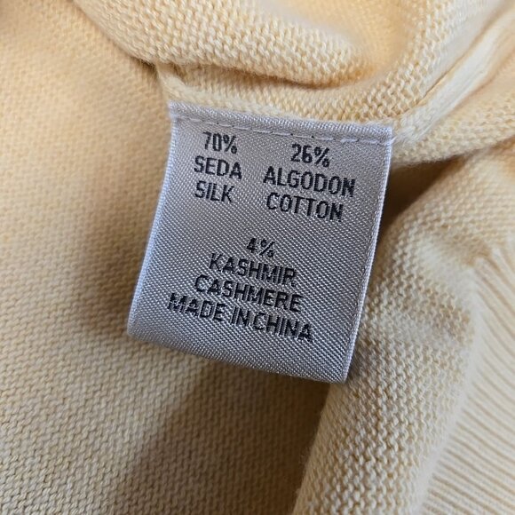 VTG Peter Millar V Neck Sweater Mens Size Large Yellow Silk Cashmere Blend - Picture 7 of 7